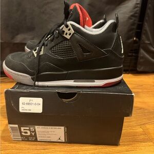 Nike Air Jordan 4 Retro GS (GS) Bred Black 408452-089 Sz 5.5Y Women’s 7
